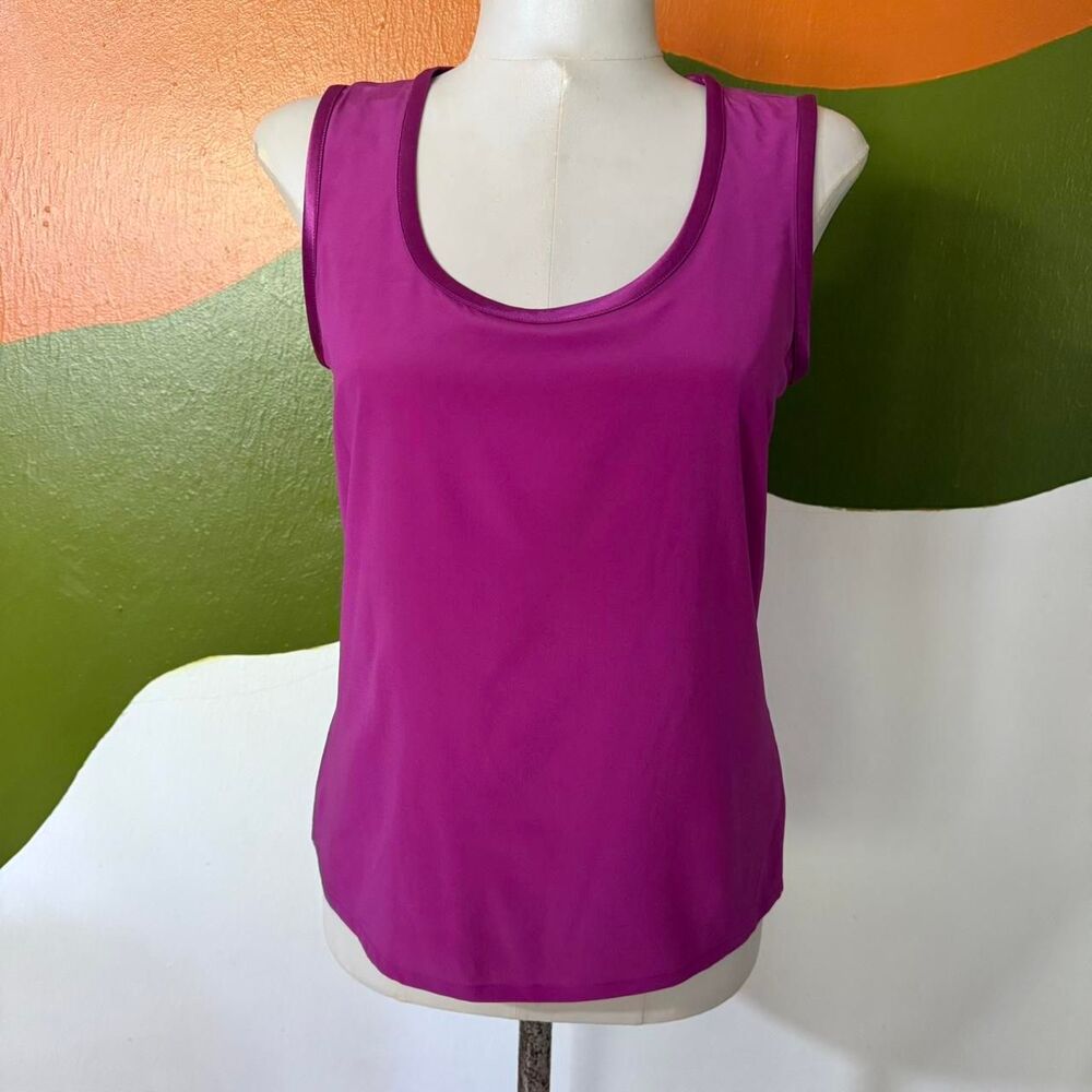NWT St. John Purple Tank Top 100% silk quiet luxury Sz 2 round neck classic